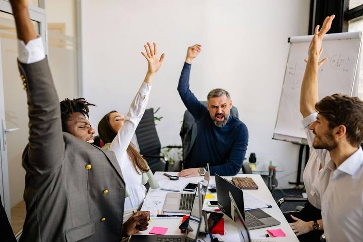 Employers using energizers to engage with each other.