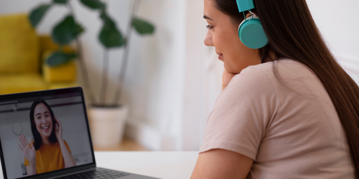 A student in a virtual classroom.