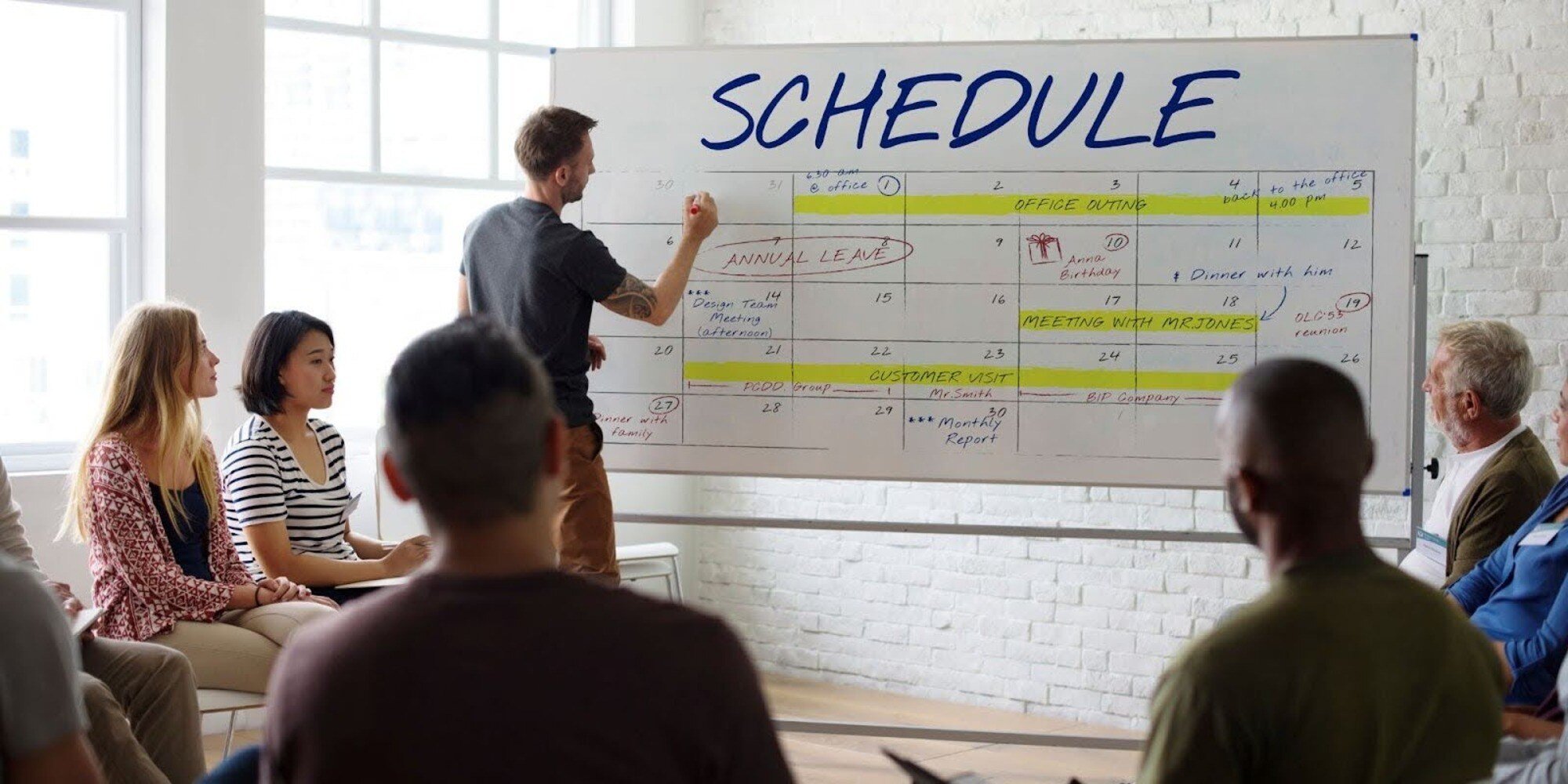 Working with schedule in the workplace.
